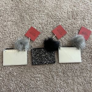 3 Xhiliration Coin Purses with Faux Pom Pom
